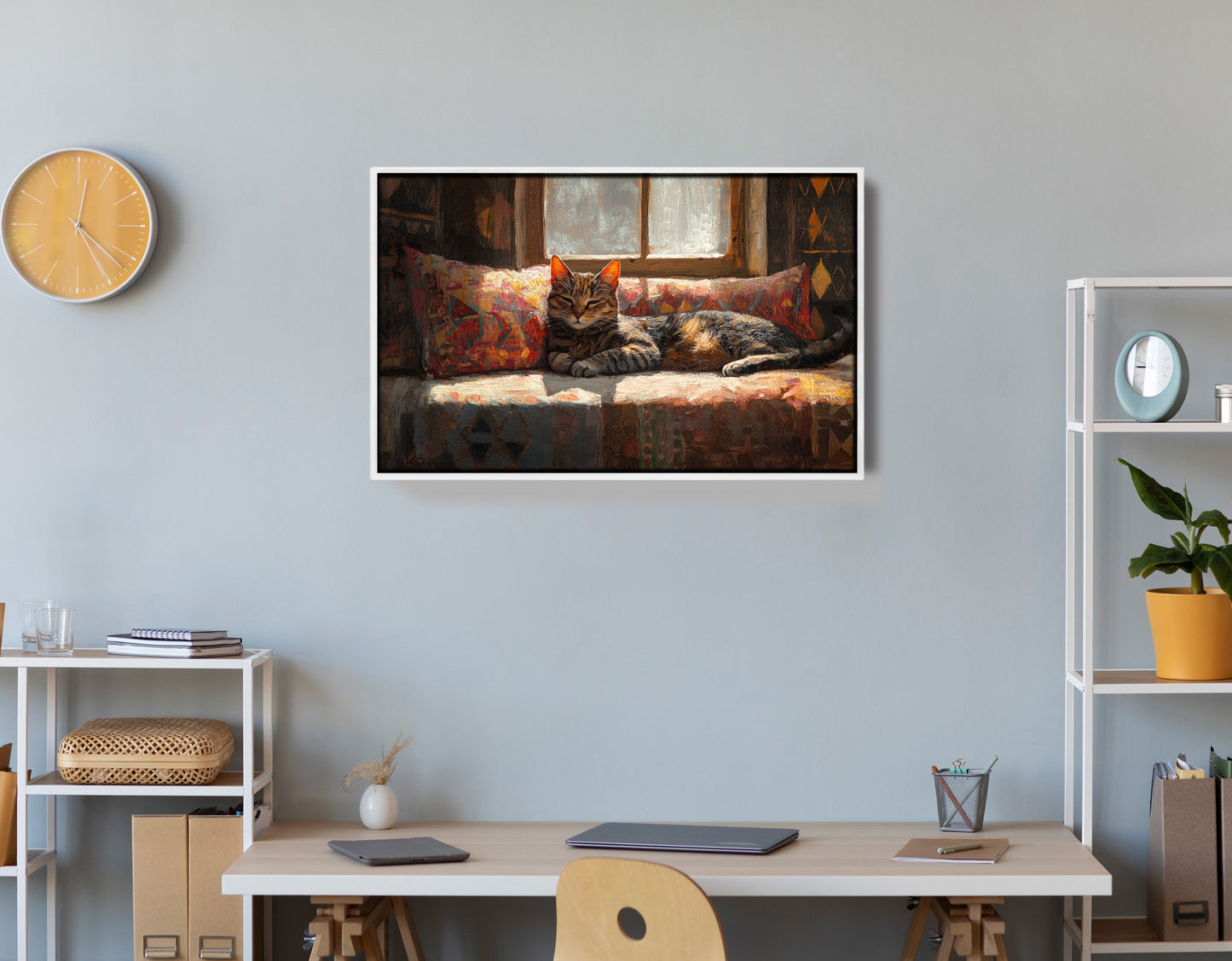 Tabby Cat Cozy Couch African American canvas print view 66