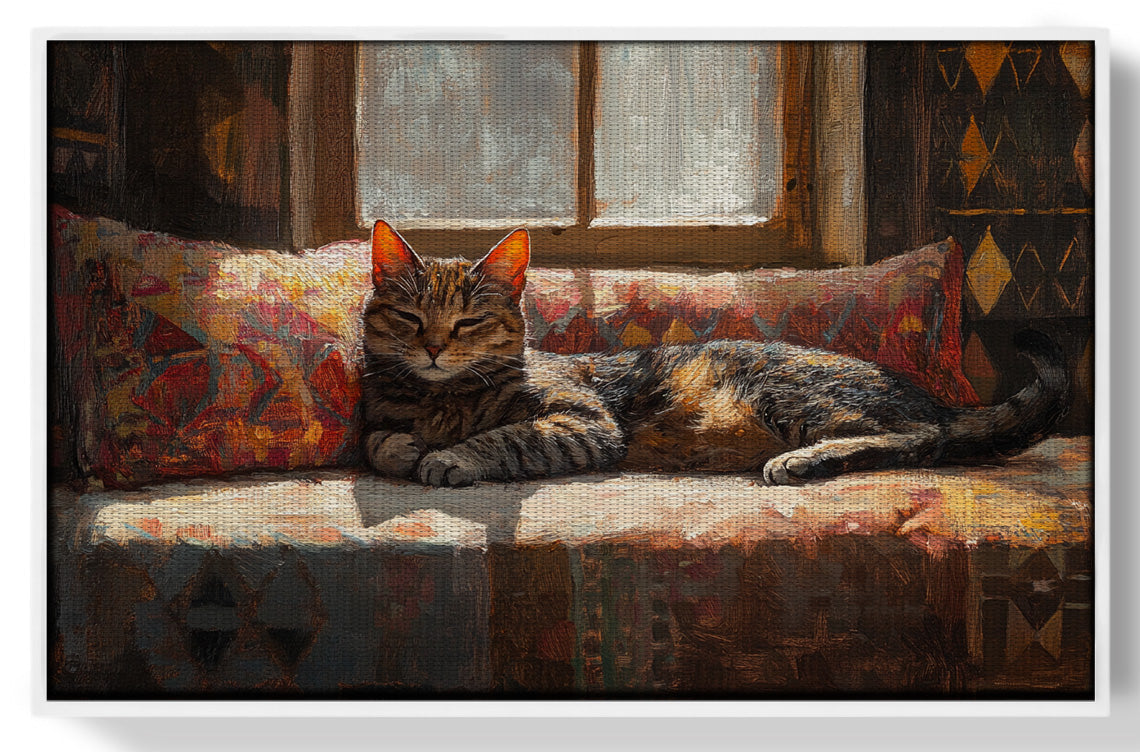 Tabby Cat Cozy Couch African American canvas print view 61