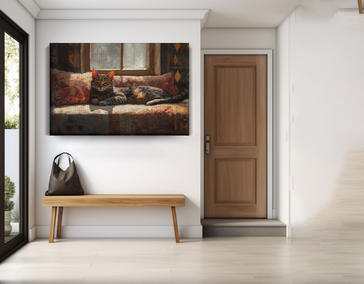 Tabby Cat Cozy Couch African American canvas print view 17