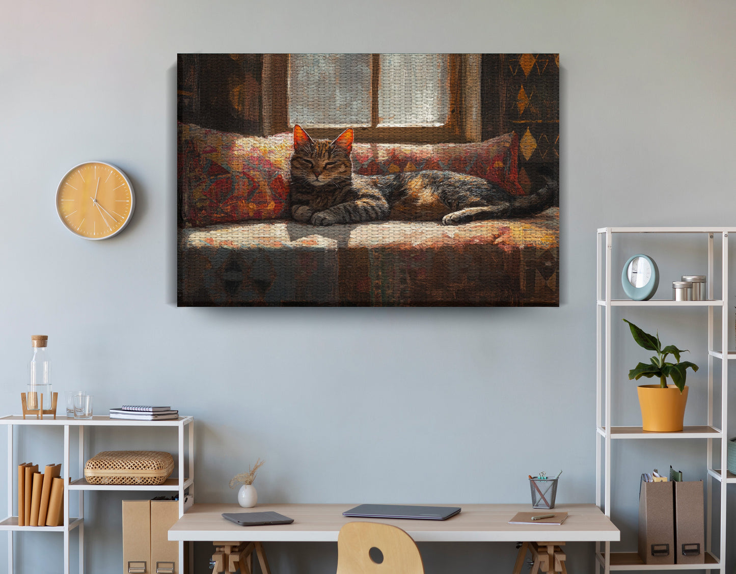 Tabby Cat Cozy Couch African American canvas print view 18