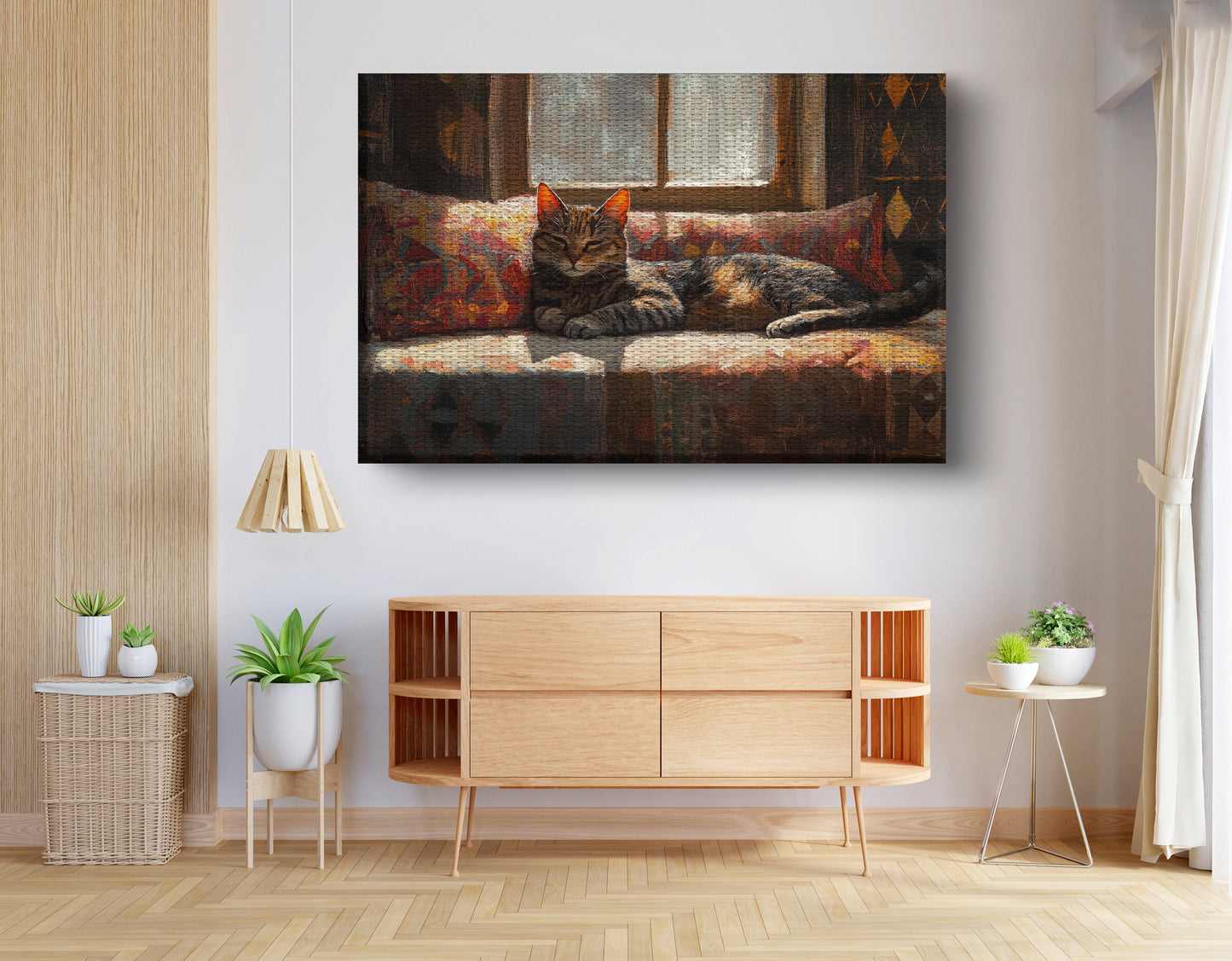 Tabby Cat Cozy Couch African American canvas print view 14