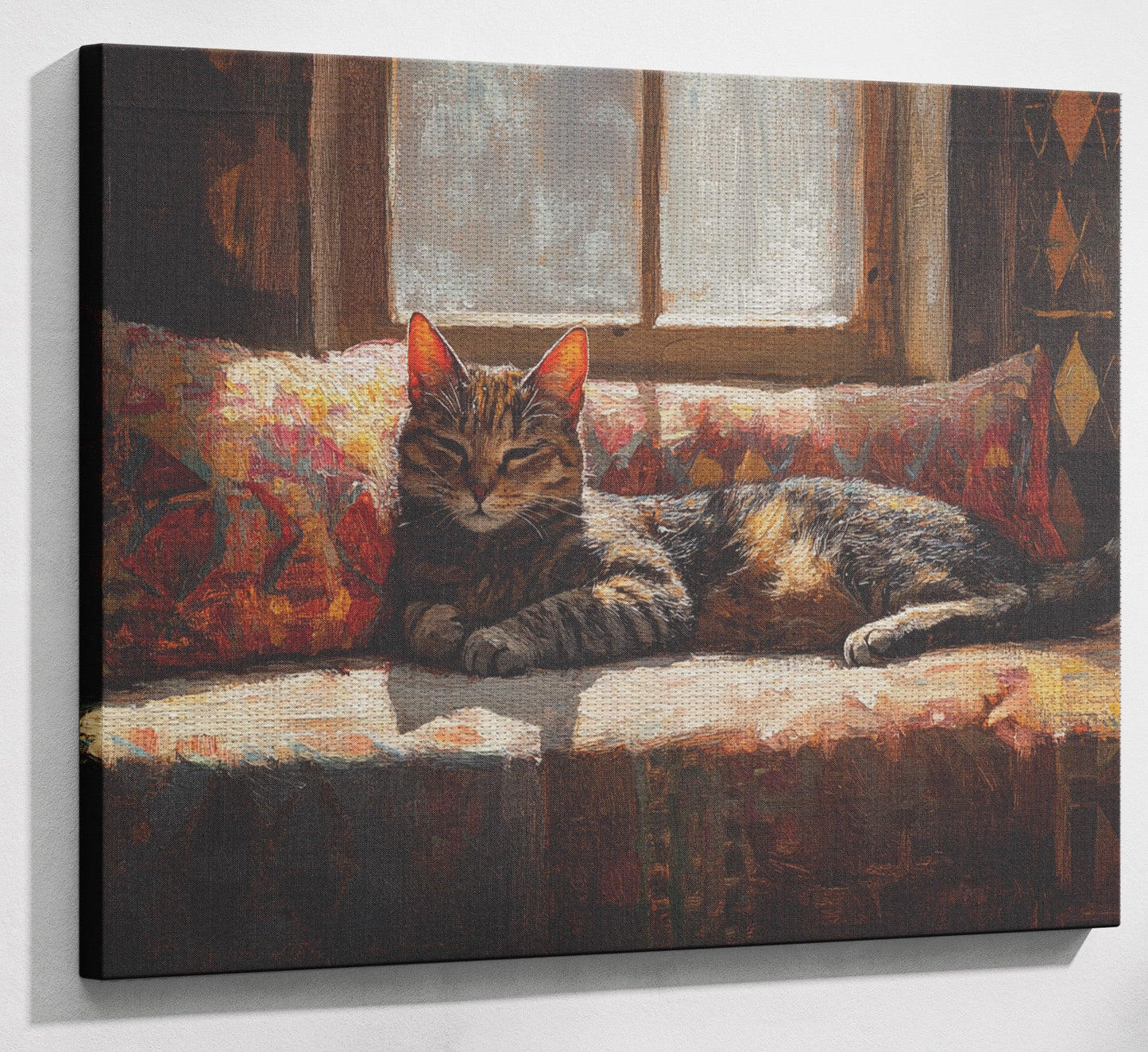 Tabby Cat Cozy Couch African American canvas print view 13