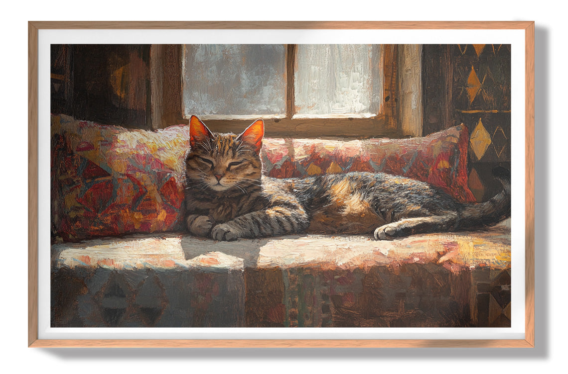 Tabby Cat Cozy Couch African American canvas print view 79
