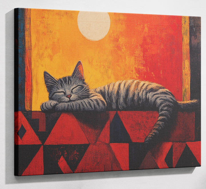 Sleeping Cat Sunset African American canvas print canvas print with visible wall art format