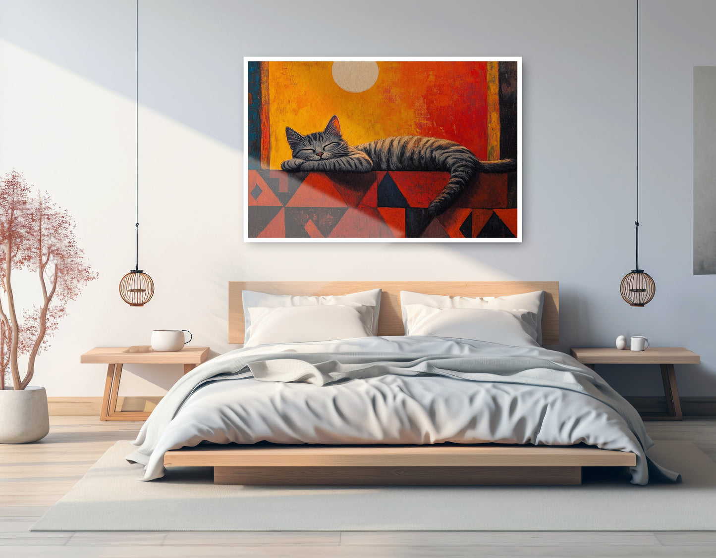 Sleeping Cat Sunset African American canvas print artwork view
