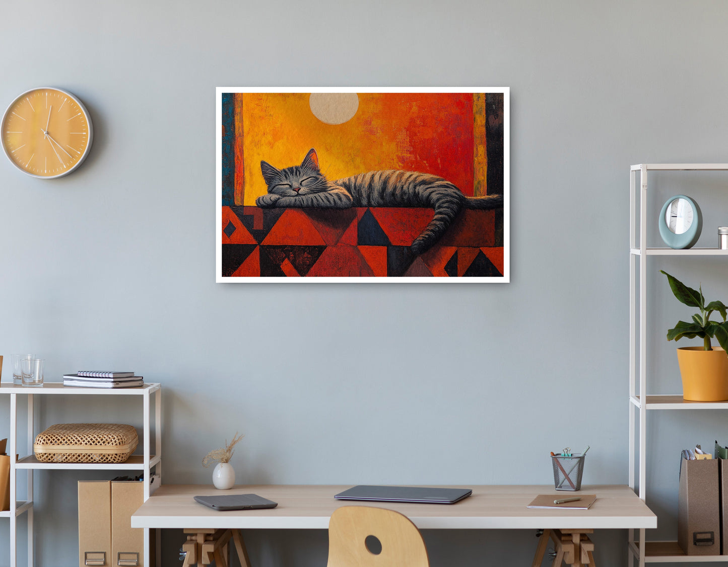 Sleeping Cat Sunset African American canvas print print view