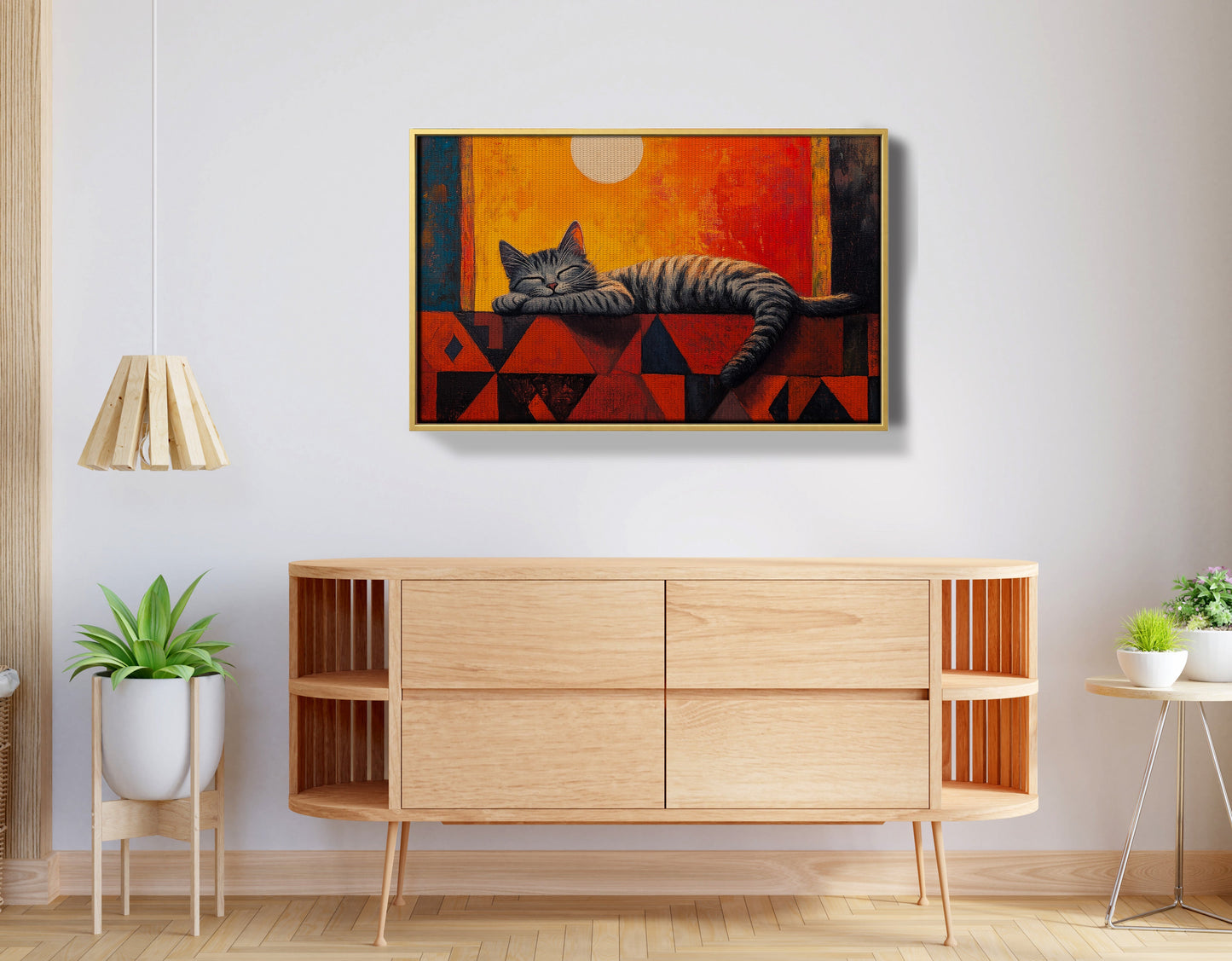 Sleeping Cat Sunset African American canvas print view 38