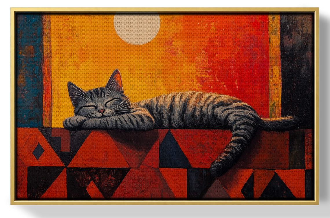 Sleeping Cat Sunset African American canvas print view 37