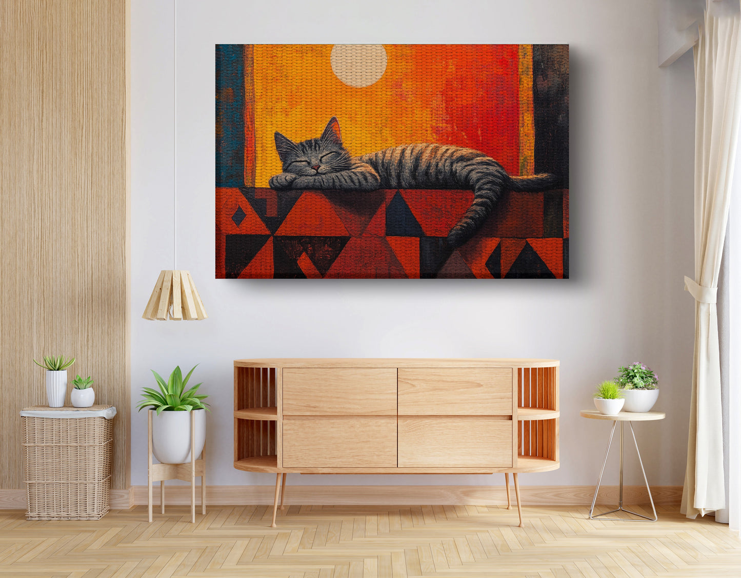 Sleeping Cat Sunset African American canvas print view 14