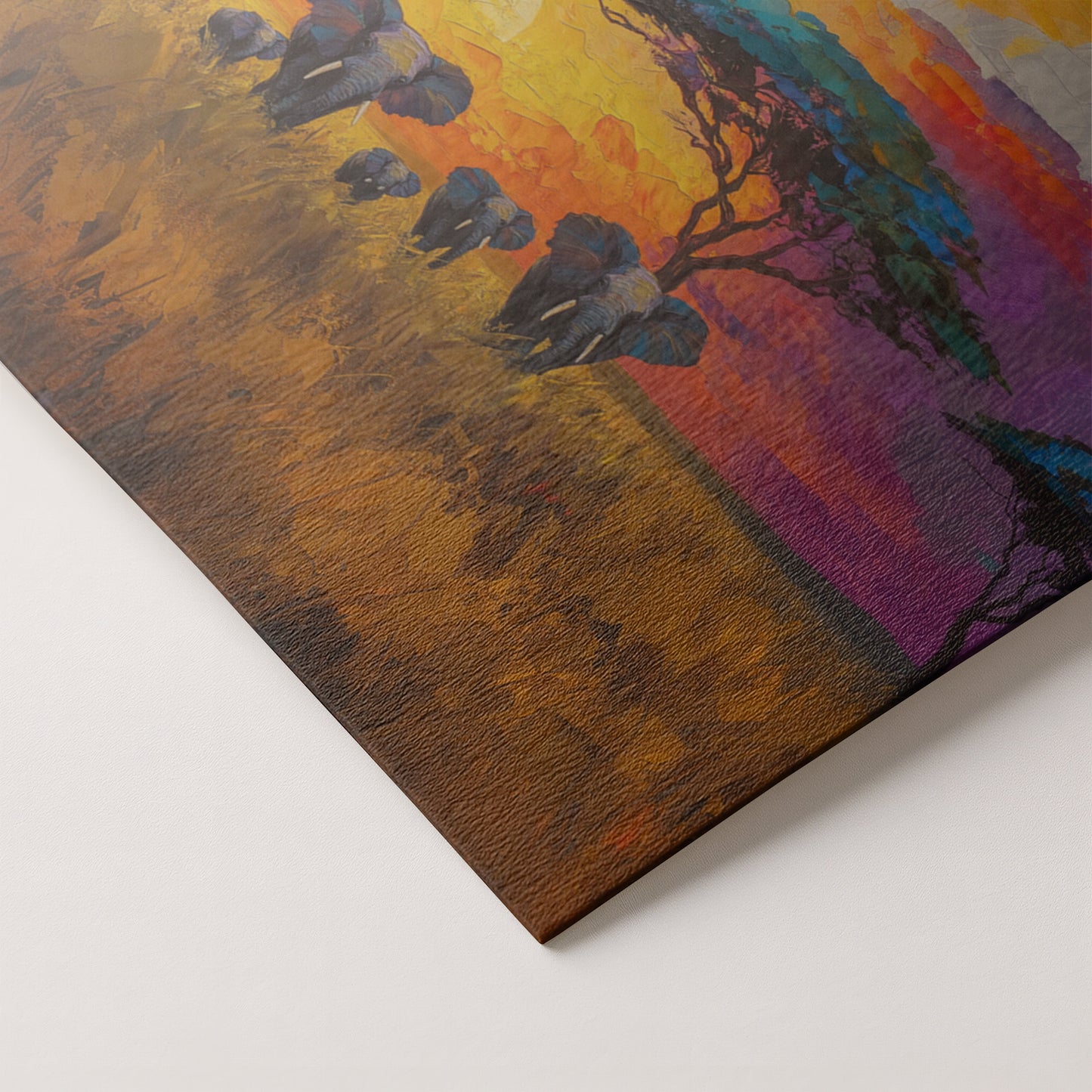 Elephant Herd Sunset African American canvas print artwork by MoomZee Artwork