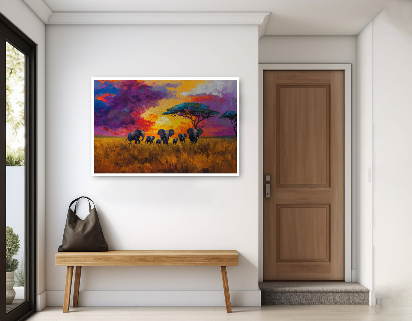 Elephant Herd Sunset African American canvas print home decor view