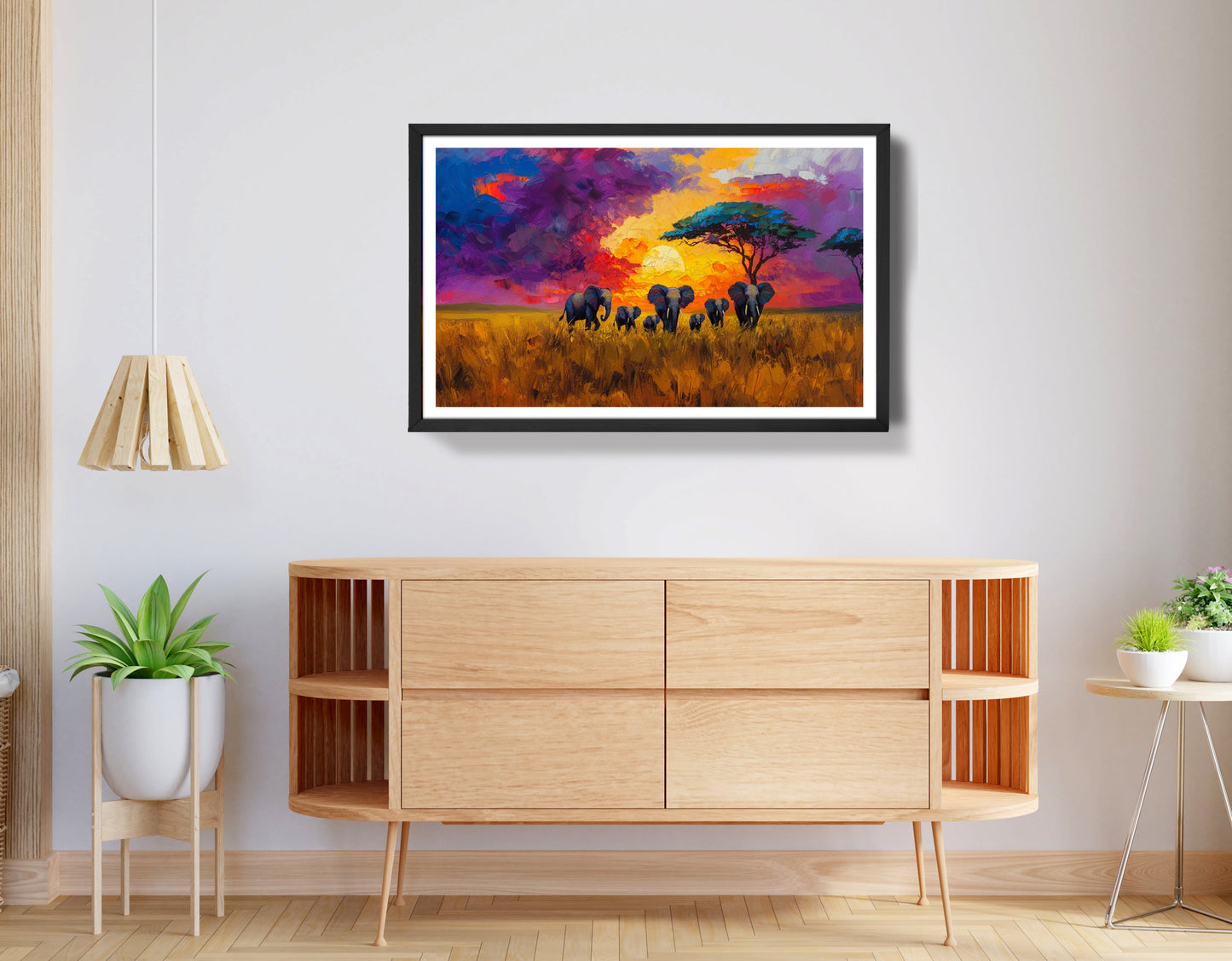 Elephant Herd Sunset African American canvas print view 68