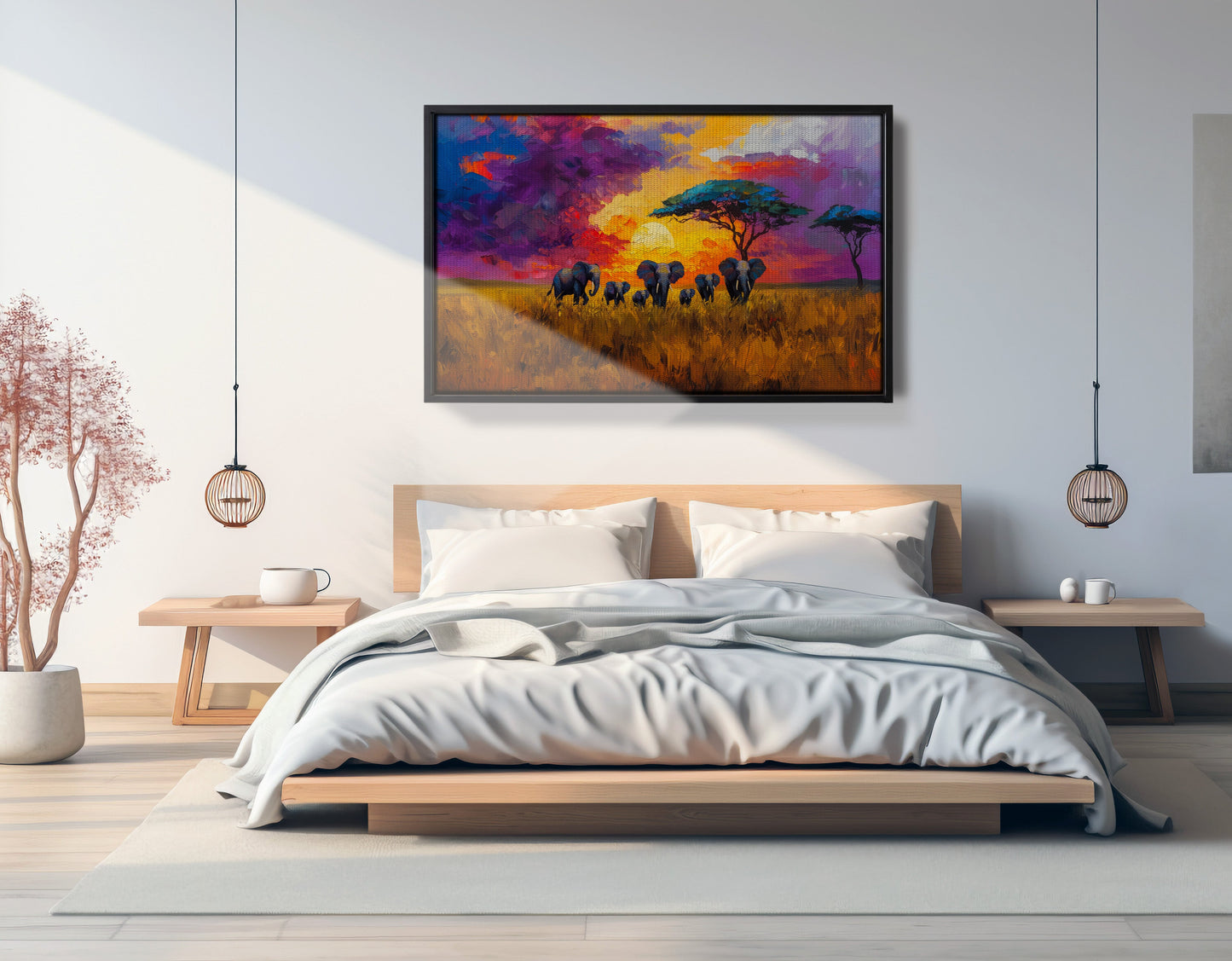Elephant Herd Sunset African American canvas print view 27