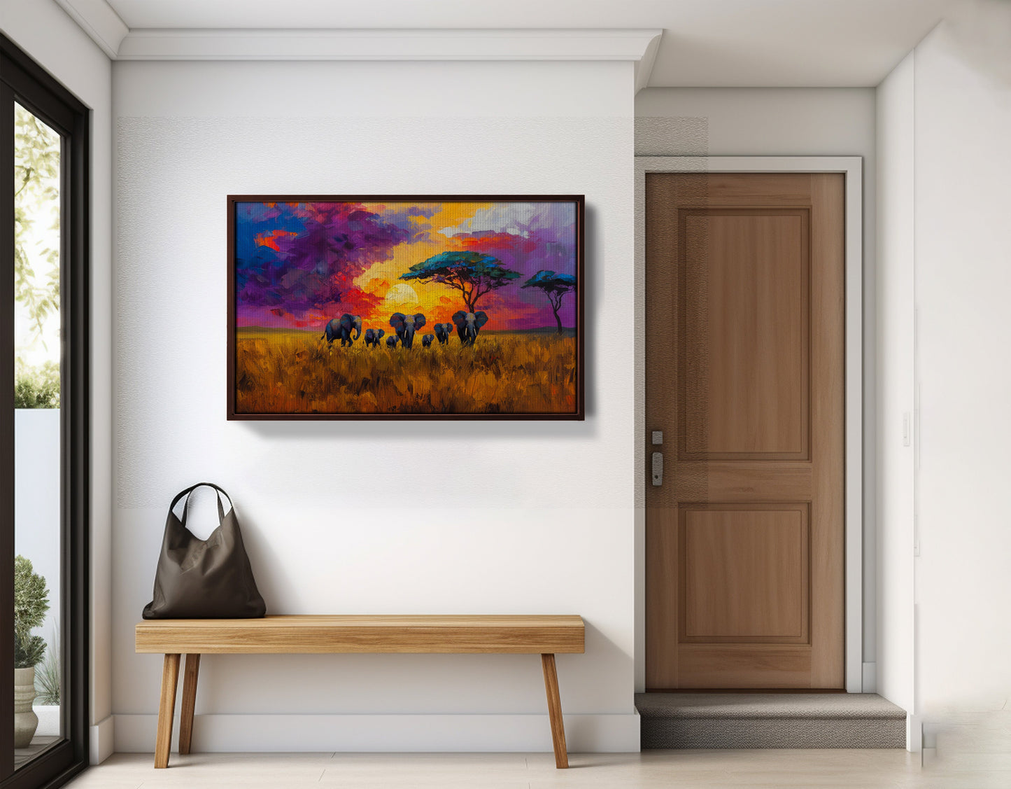 Elephant Herd Sunset African American canvas print view 35