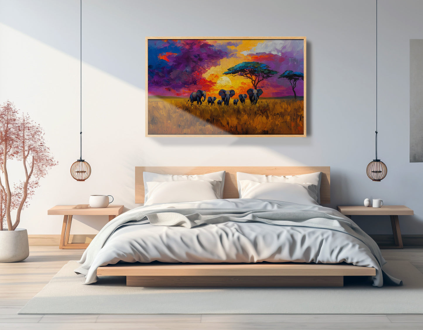 Elephant Herd Sunset African American canvas print view 51