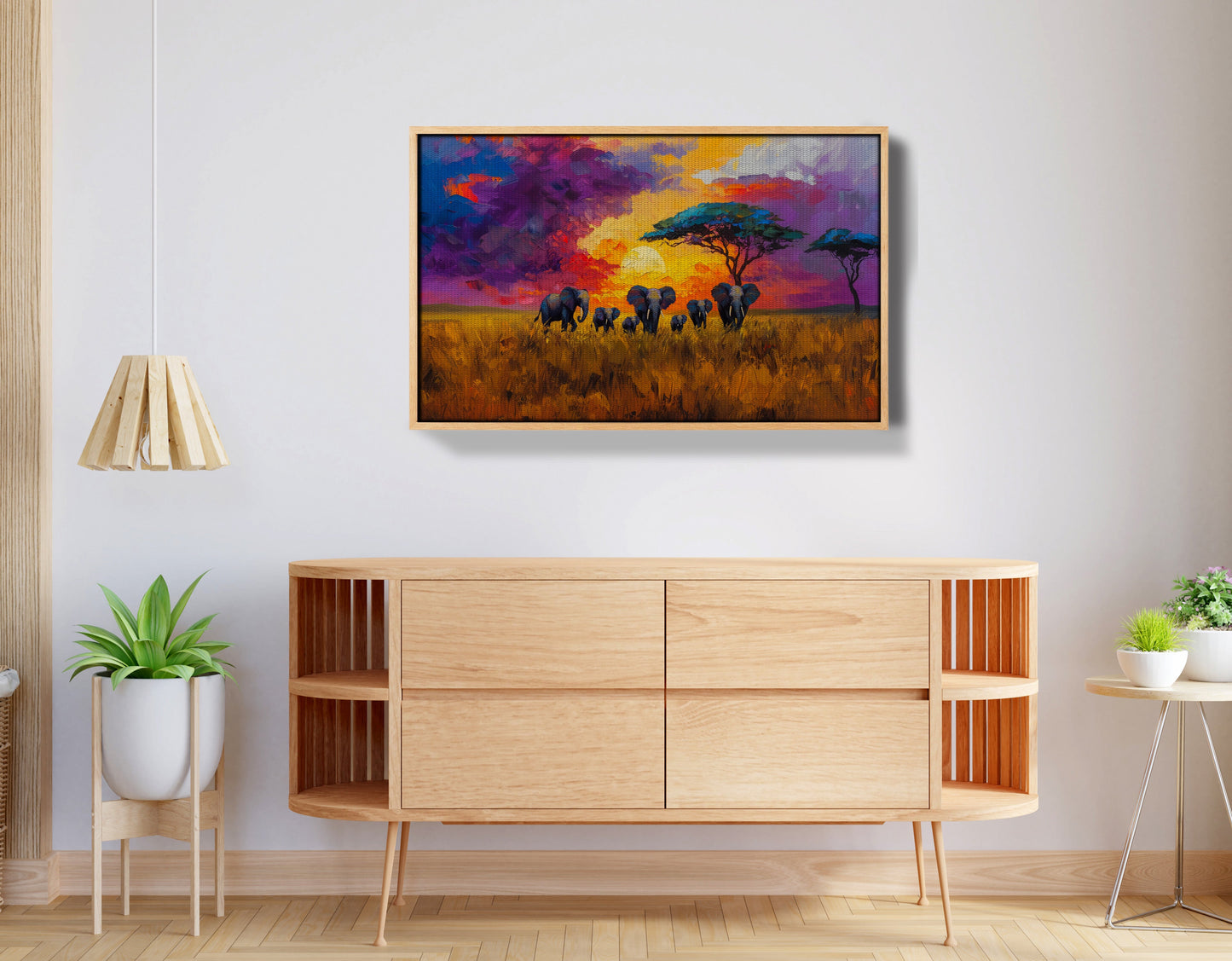Elephant Herd Sunset African American canvas print view 50