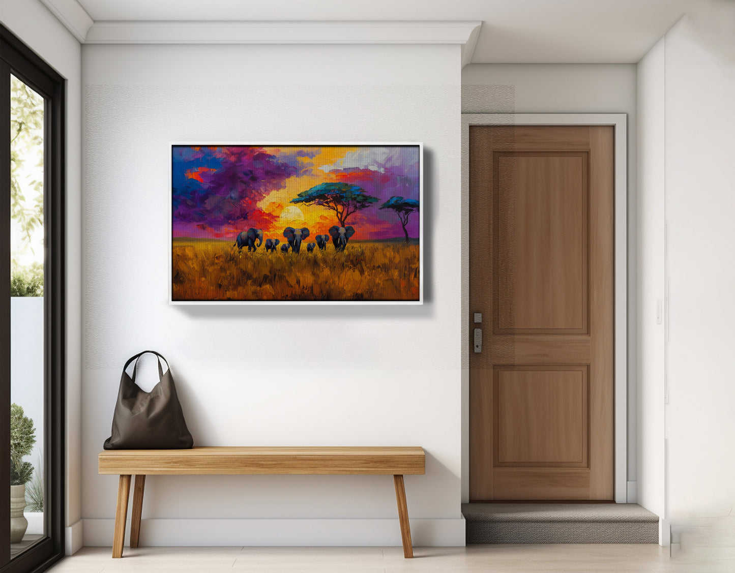 Elephant Herd Sunset African American canvas print view 65