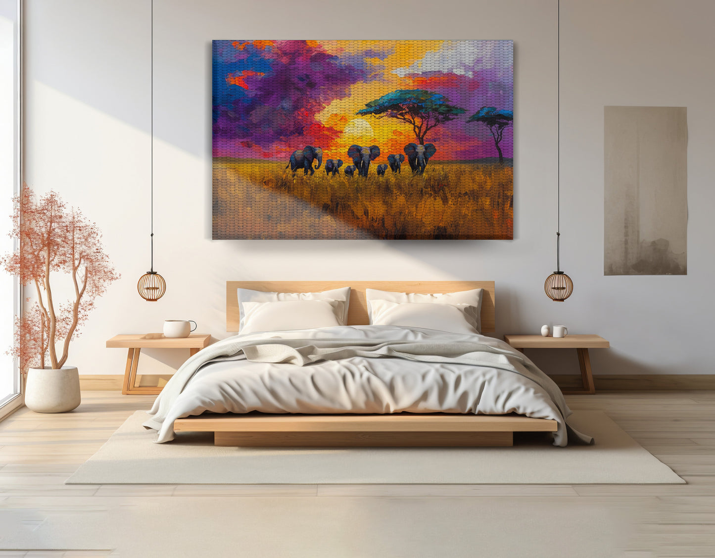 Elephant Herd Sunset African American canvas print view 15