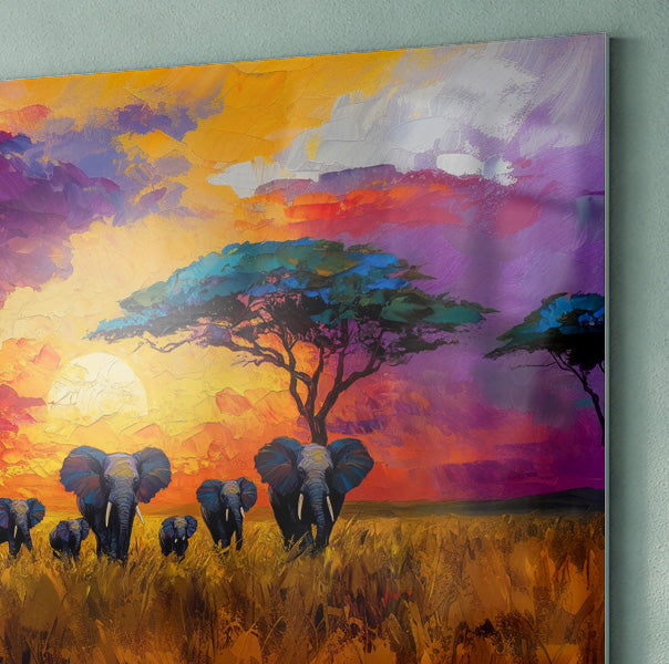 Elephant Herd Sunset African American canvas print view 22