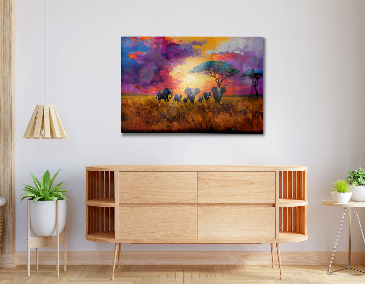 Elephant Herd Sunset African American canvas print view 20
