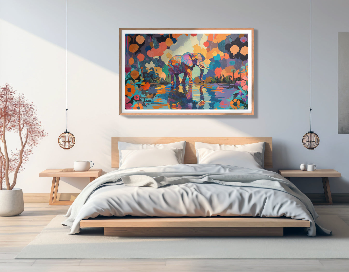 Colorful Elephant Water Reflection African American canvas print view 81