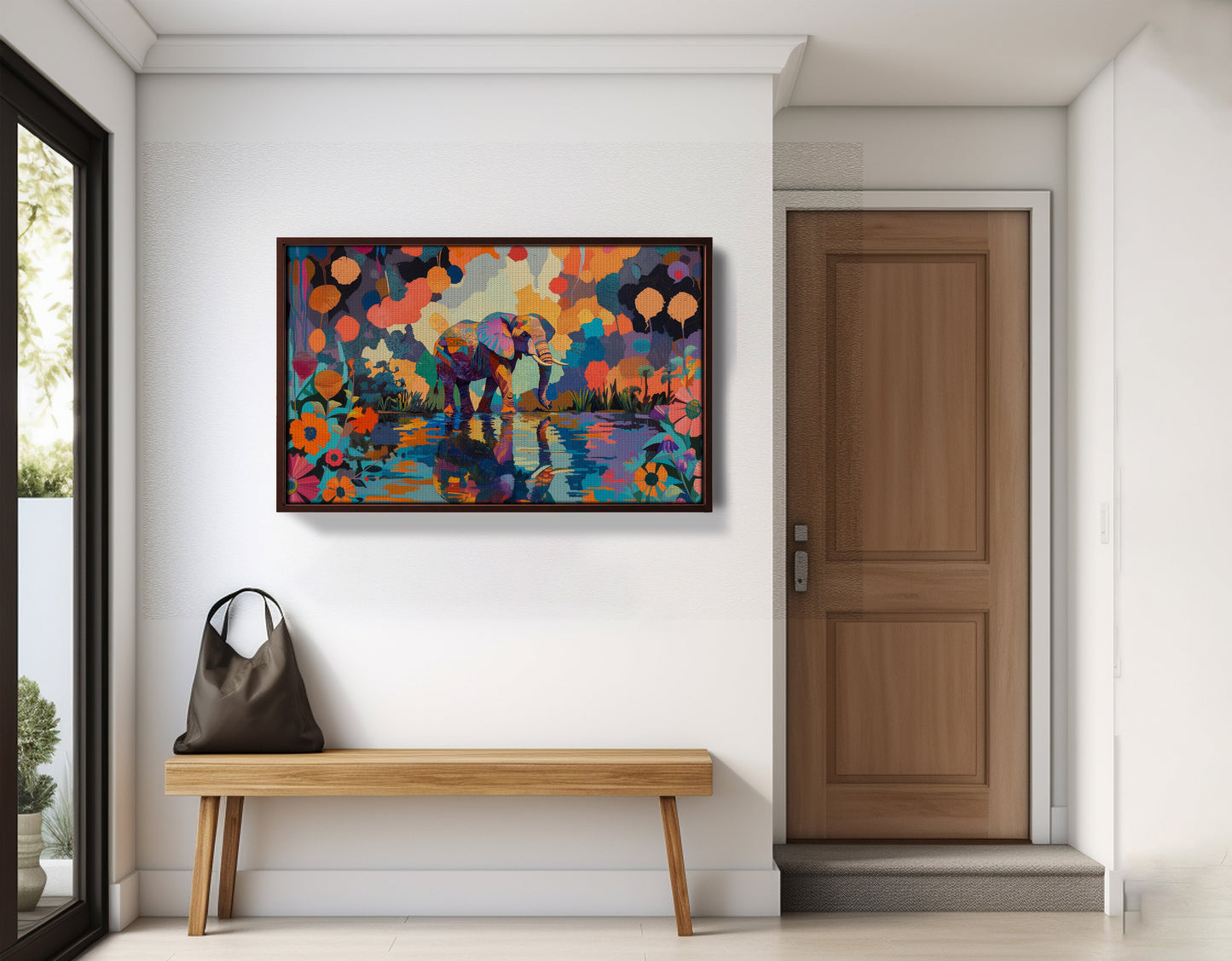 Colorful Elephant Water Reflection African American canvas print view 35