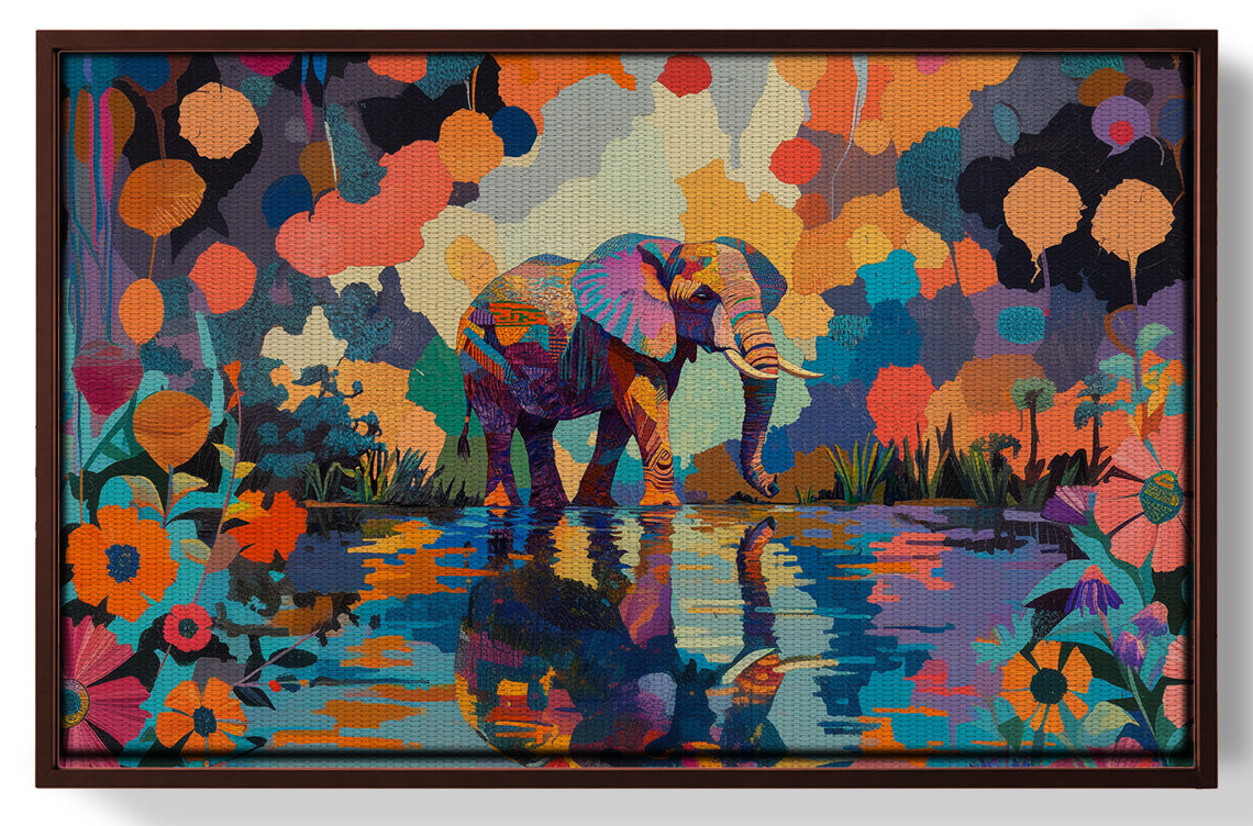 Colorful Elephant Water Reflection African American canvas print view 31
