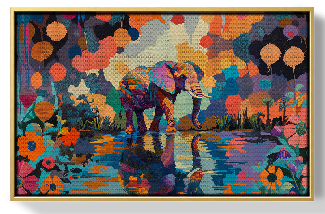 Colorful Elephant Water Reflection African American canvas print view 37