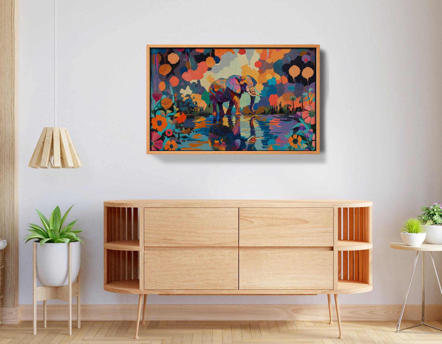 Colorful Elephant Water Reflection African American canvas print view 44
