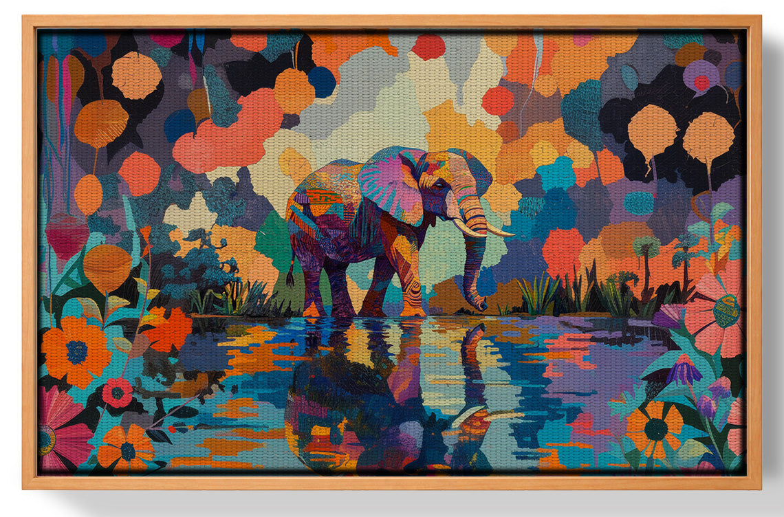 Colorful Elephant Water Reflection African American canvas print view 43
