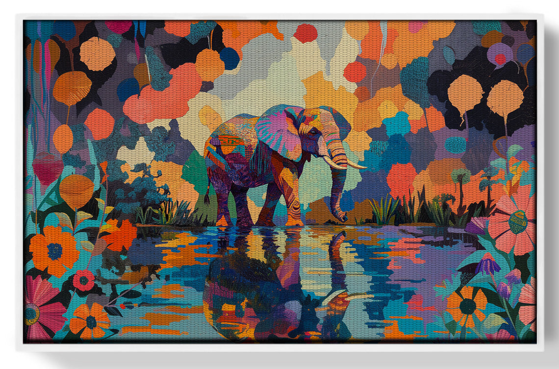Colorful Elephant Water Reflection African American canvas print view 61