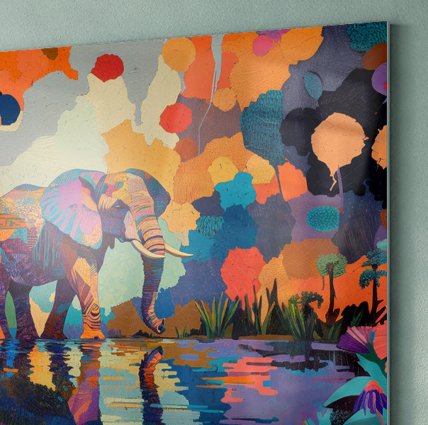 Colorful Elephant Water Reflection African American canvas print view 22
