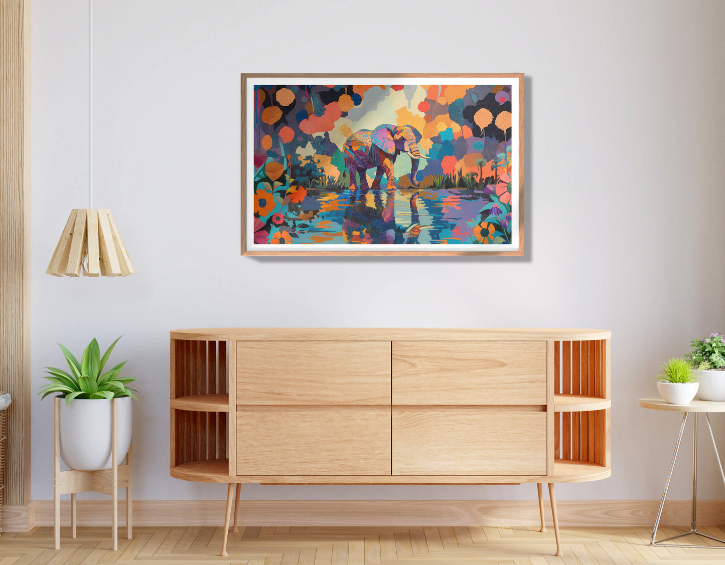 Colorful Elephant Water Reflection African American canvas print view 80