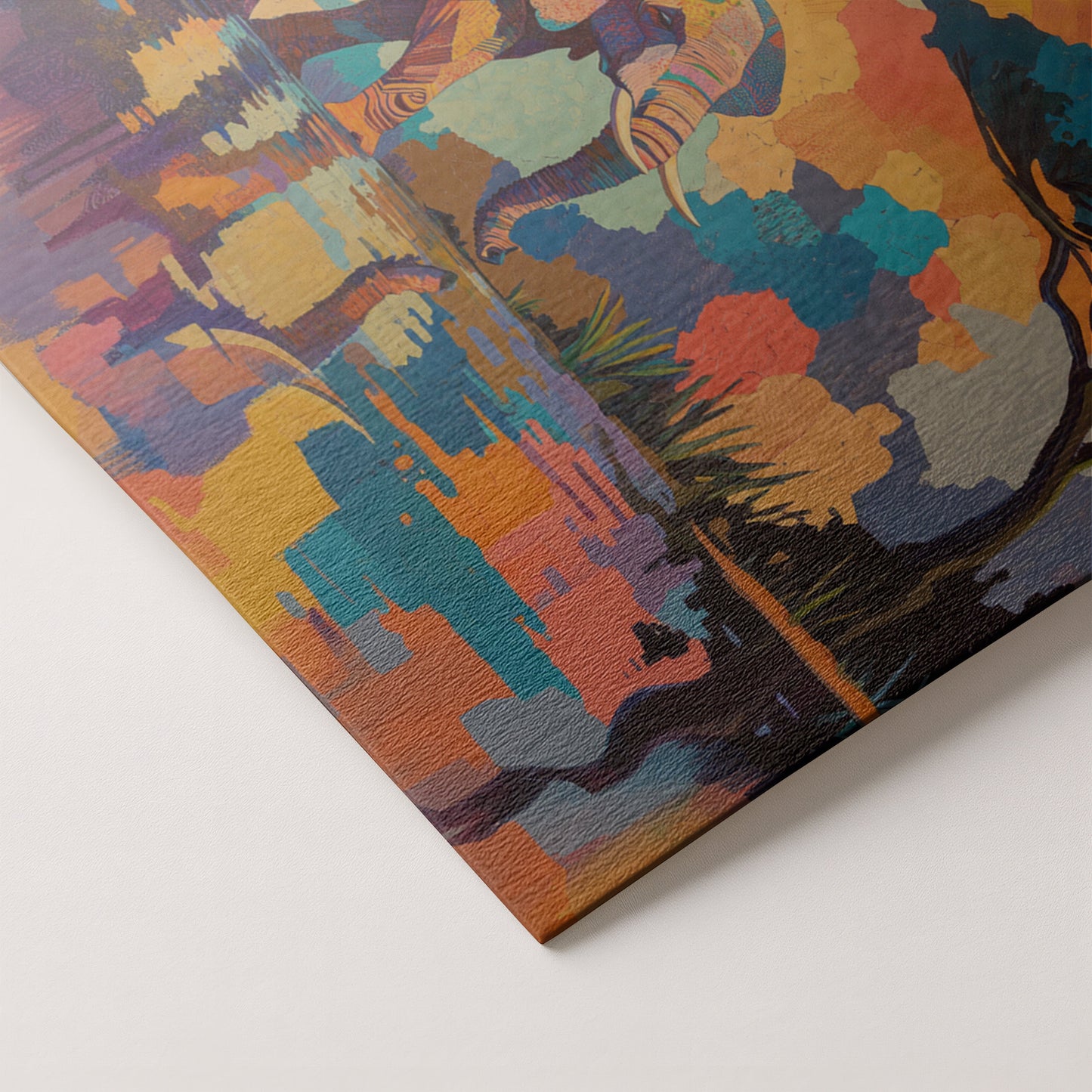 Elephant Sunset Reflection African American canvas print artwork by MoomZee Artwork