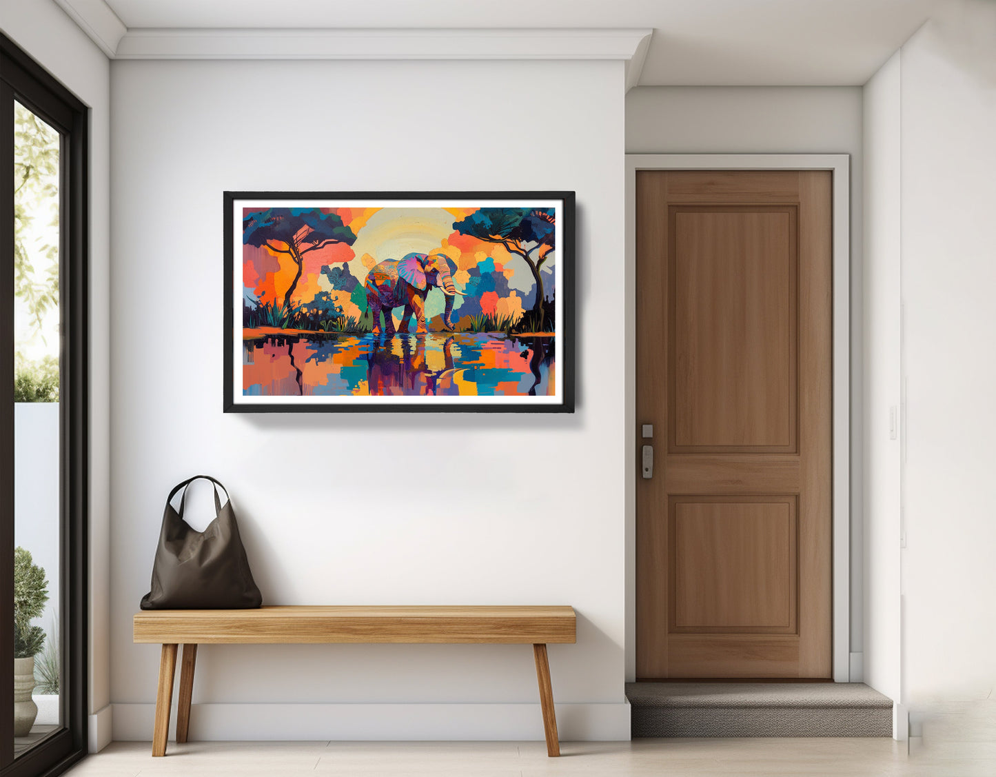 Elephant Sunset Reflection African American canvas print view 71