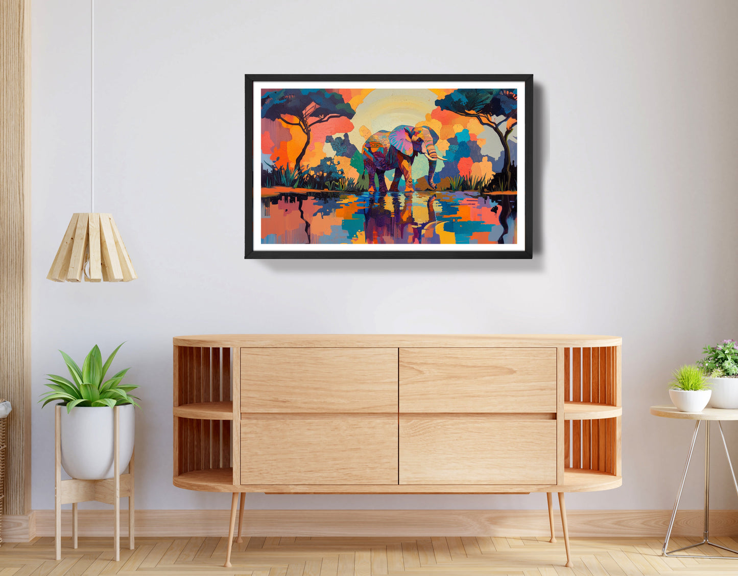 Elephant Sunset Reflection African American canvas print view 68