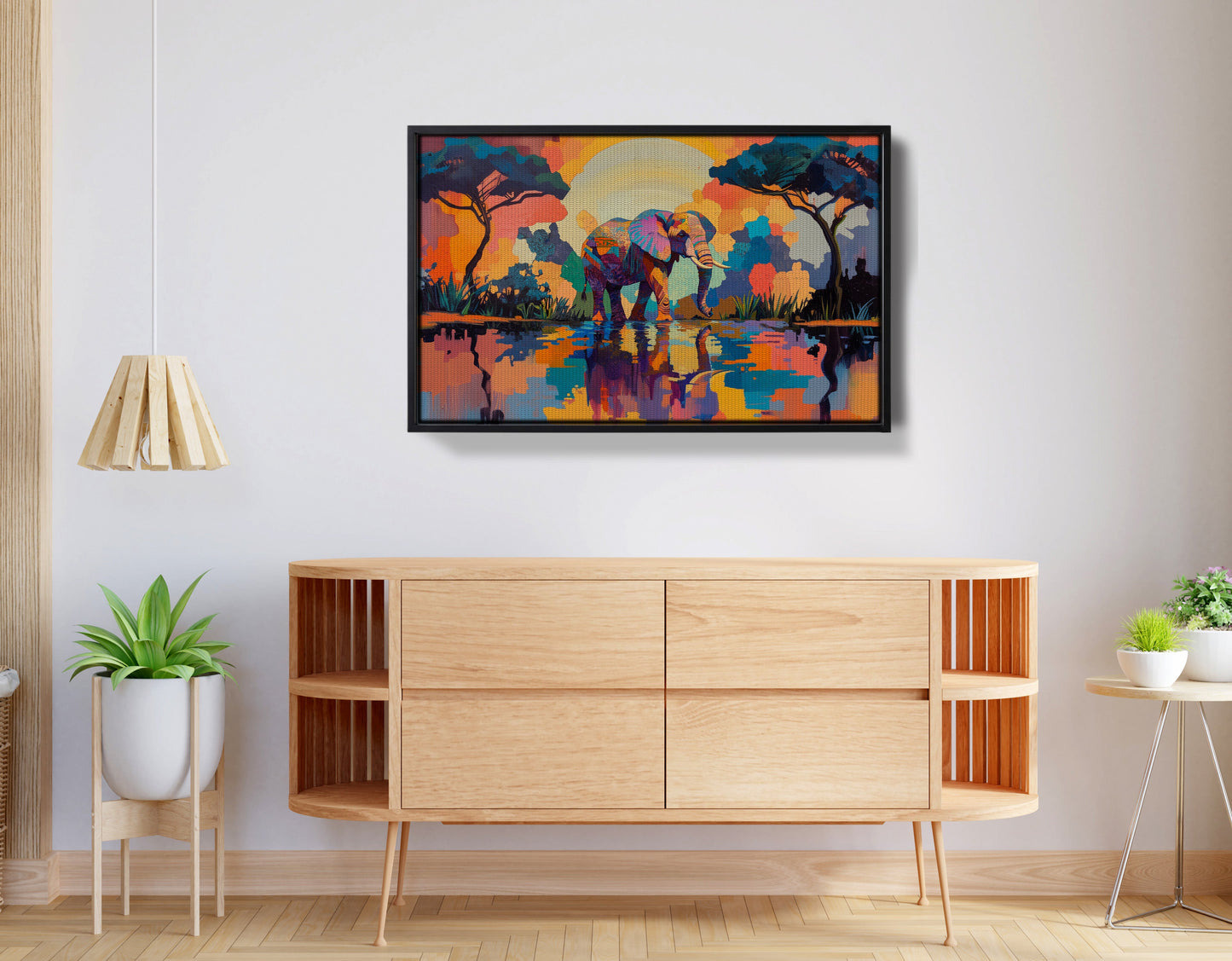 Elephant Sunset Reflection African American canvas print view 26