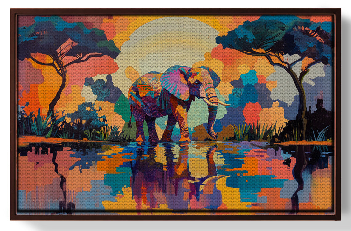 Elephant Sunset Reflection African American canvas print view 31