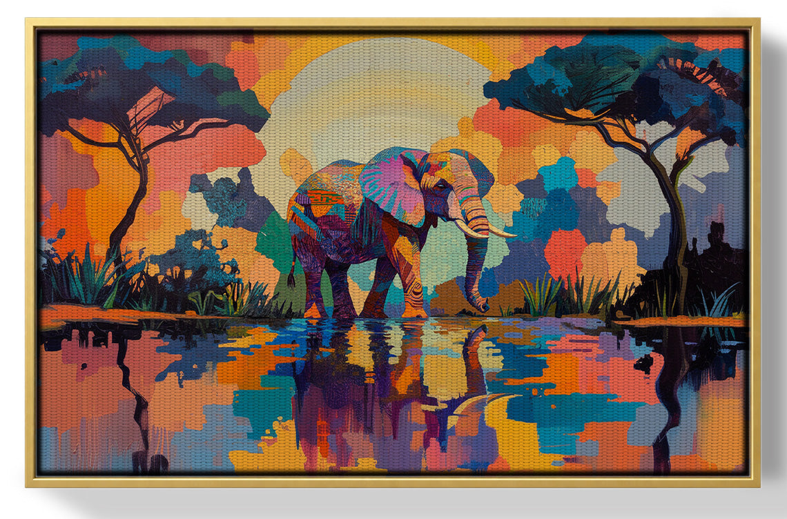 Elephant Sunset Reflection African American canvas print view 37