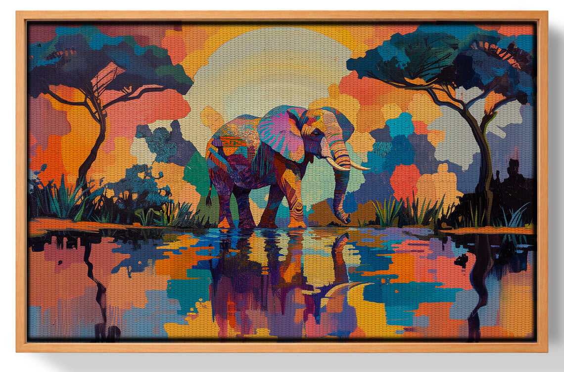 Elephant Sunset Reflection African American canvas print view 43