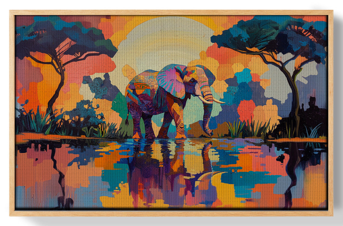 Elephant Sunset Reflection African American canvas print view 49