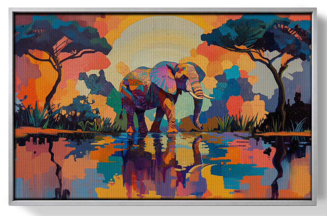 Elephant Sunset Reflection African American canvas print view 55