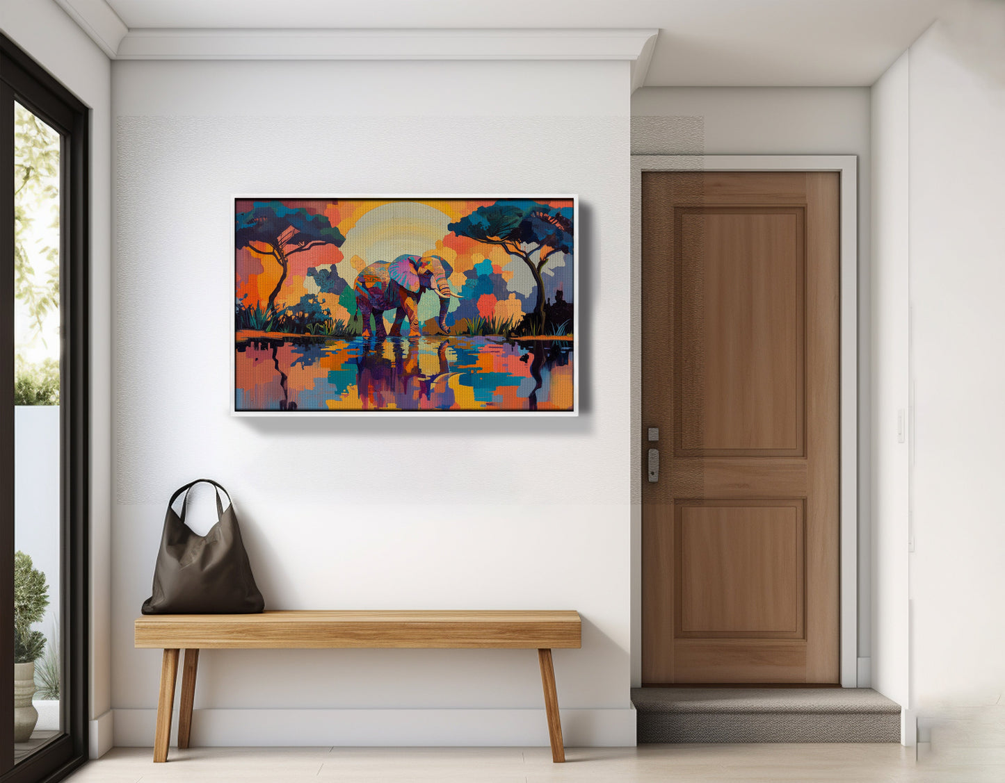 Elephant Sunset Reflection African American canvas print view 65