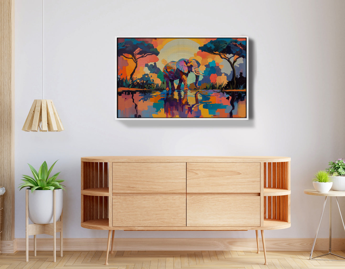 Elephant Sunset Reflection African American canvas print view 62