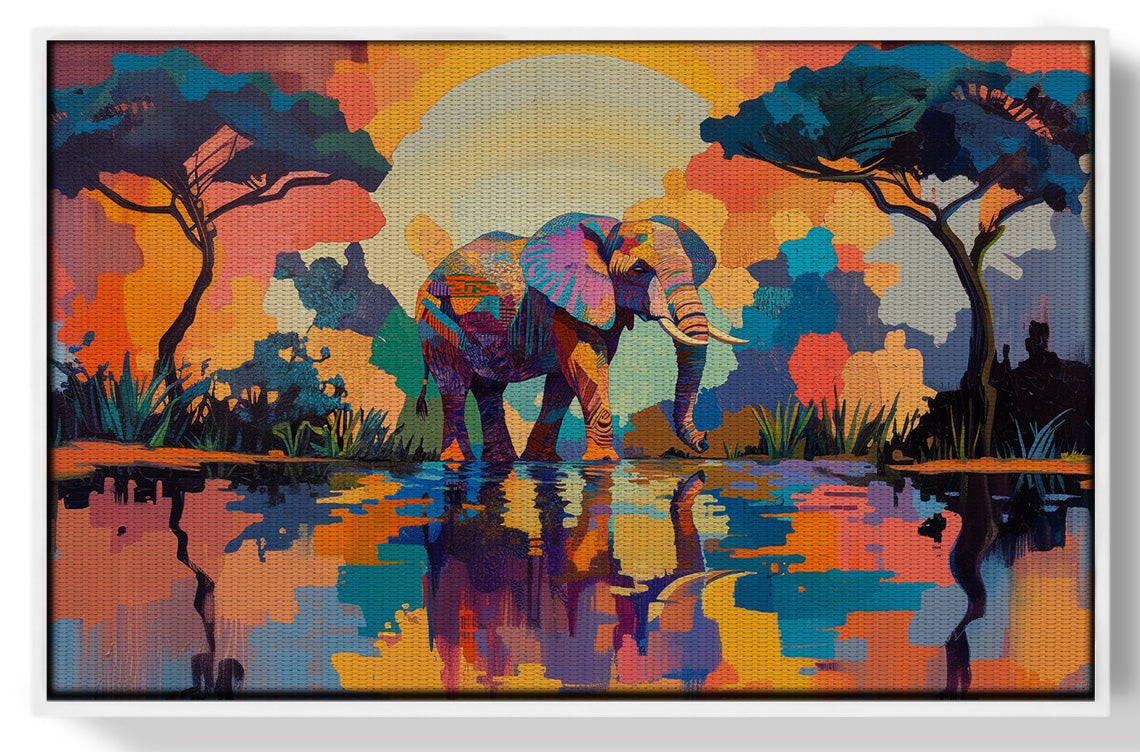 Elephant Sunset Reflection African American canvas print view 61