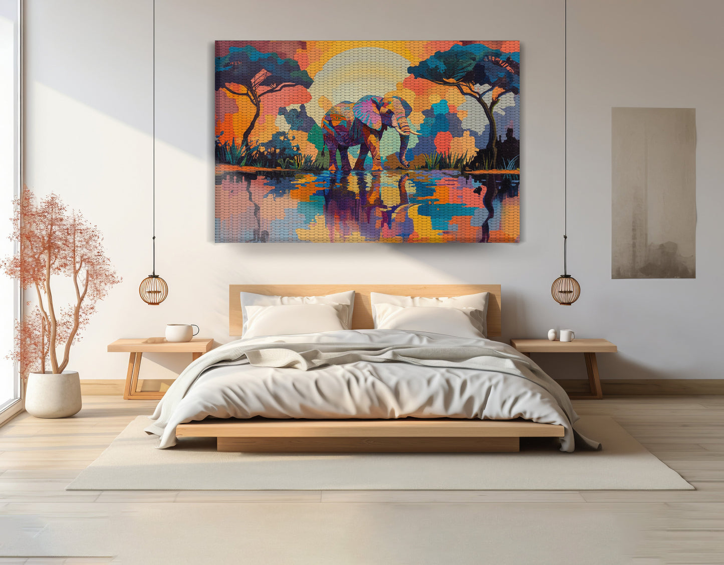 Elephant Sunset Reflection African American canvas print view 15