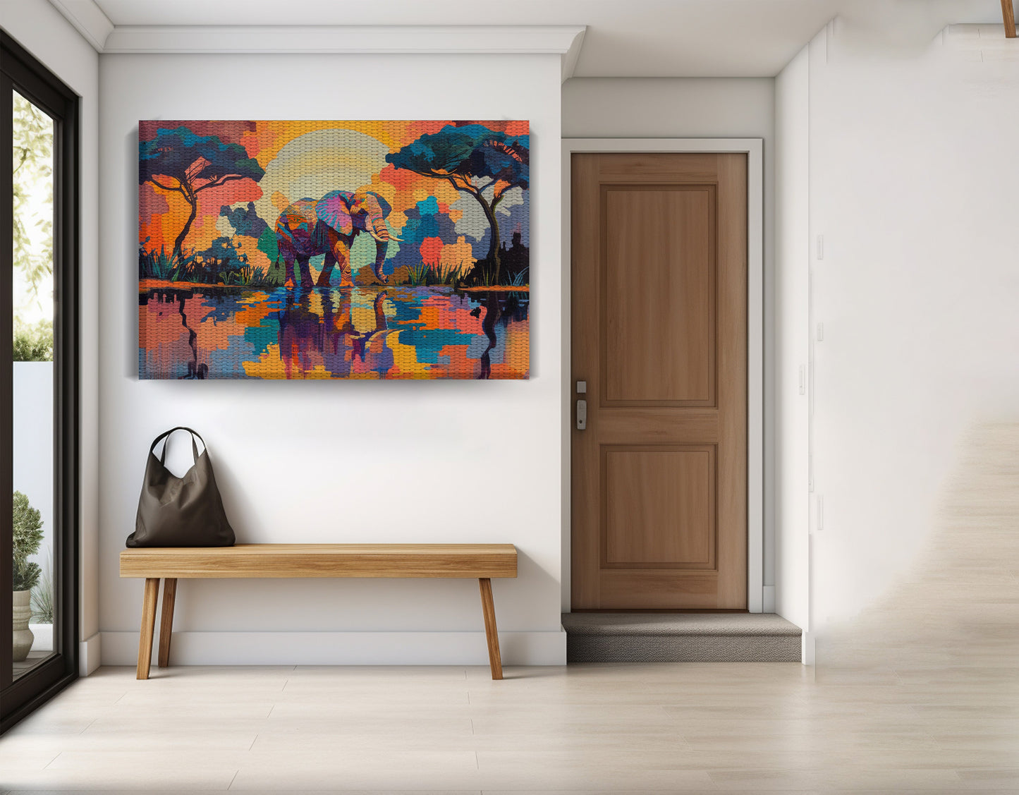 Elephant Sunset Reflection African American canvas print view 17