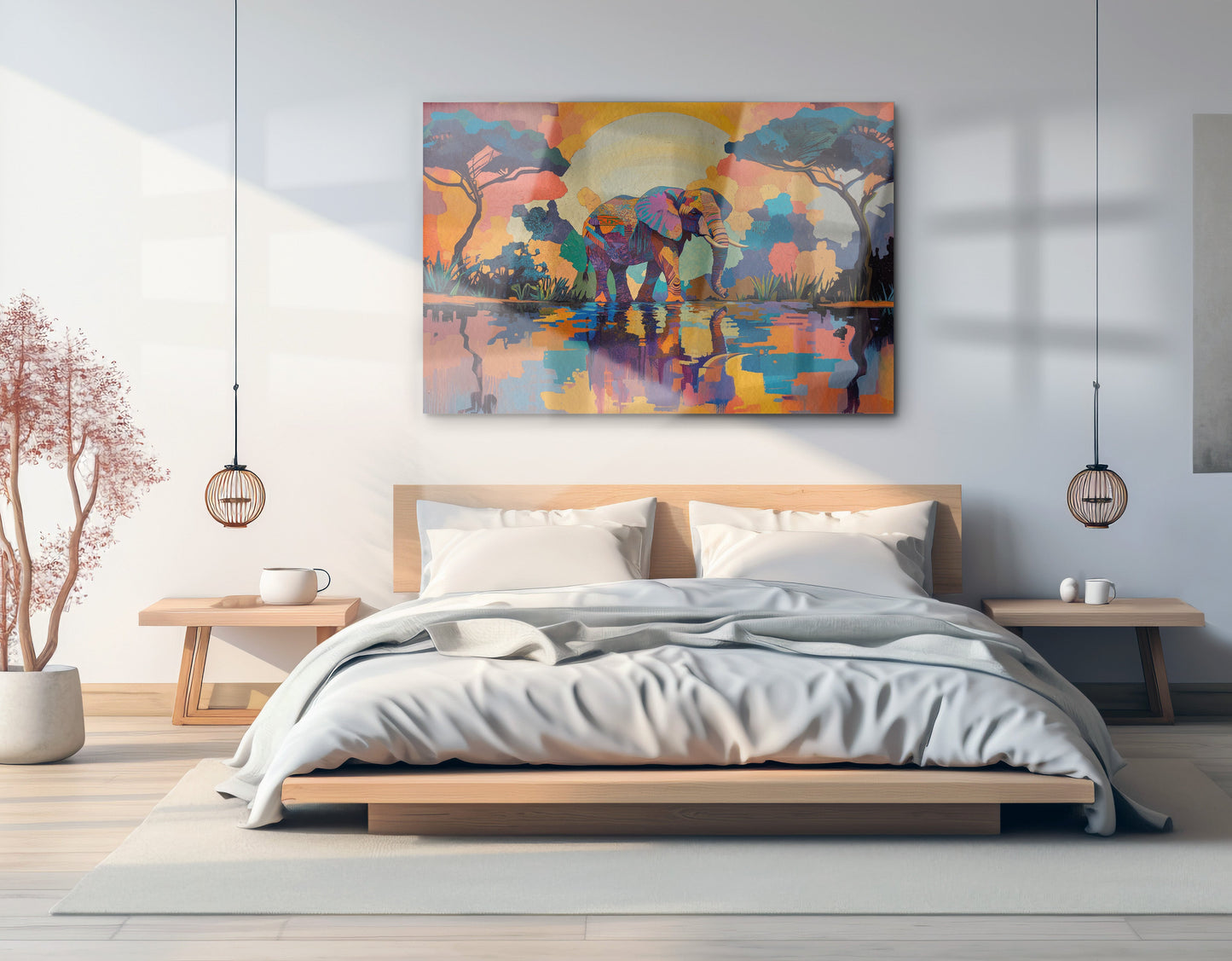 Elephant Sunset Reflection African American canvas print view 21