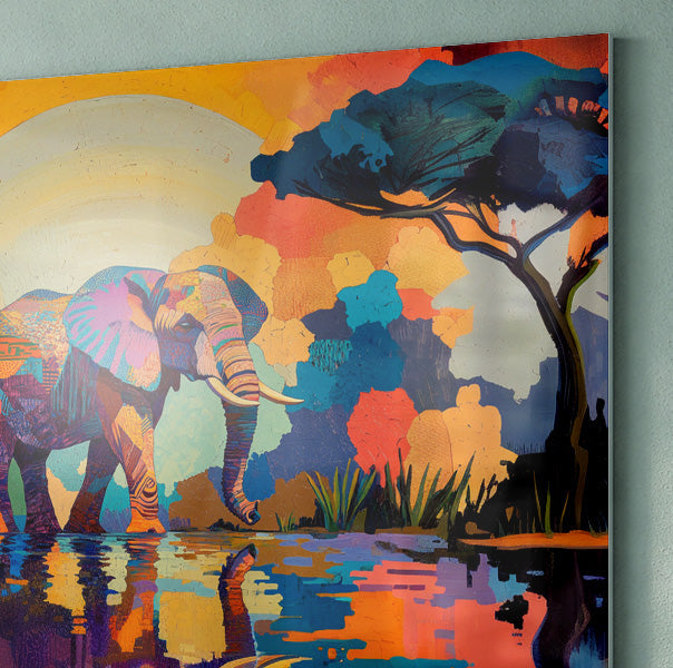 Elephant Sunset Reflection African American canvas print view 22