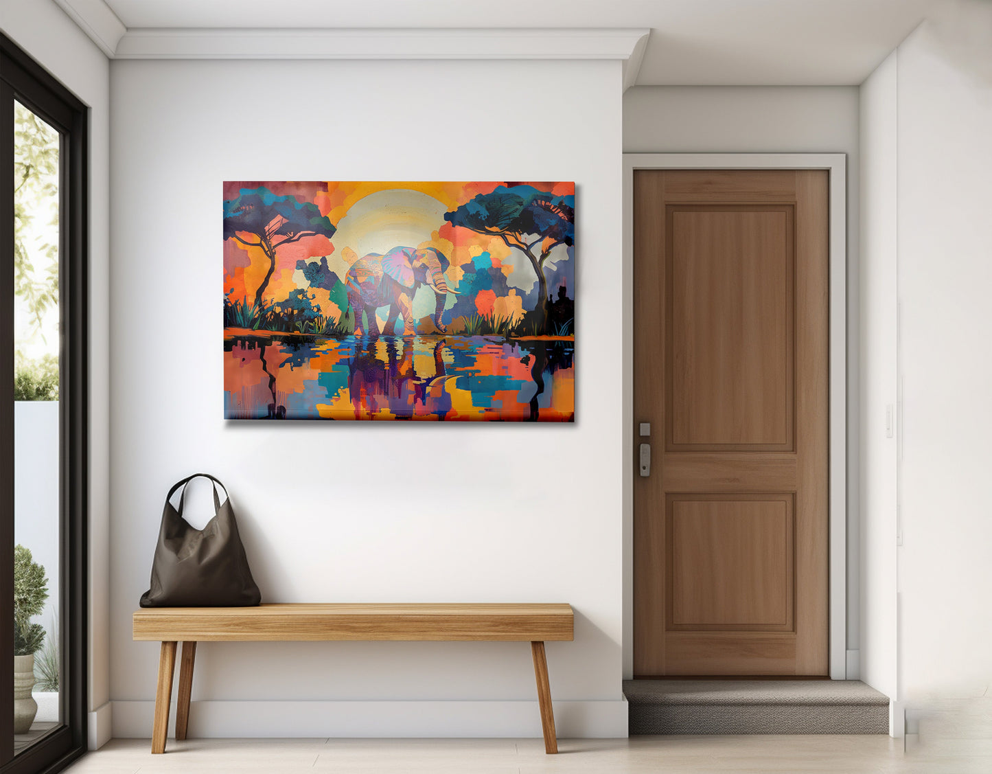 Elephant Sunset Reflection African American canvas print view 23